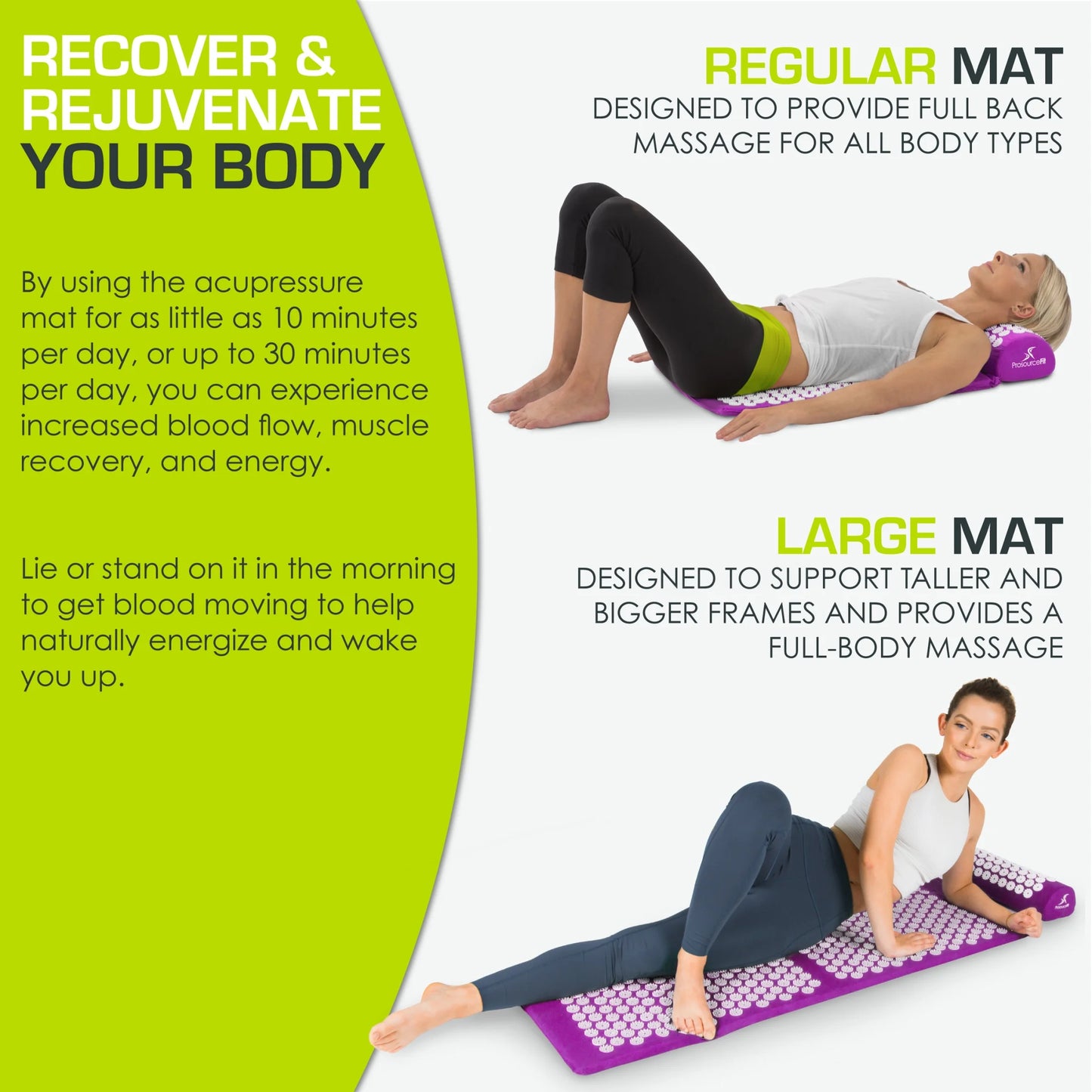 Acupressure Mat and Pillow Set for Back/Neck Pain Relief and Muscle Relaxation