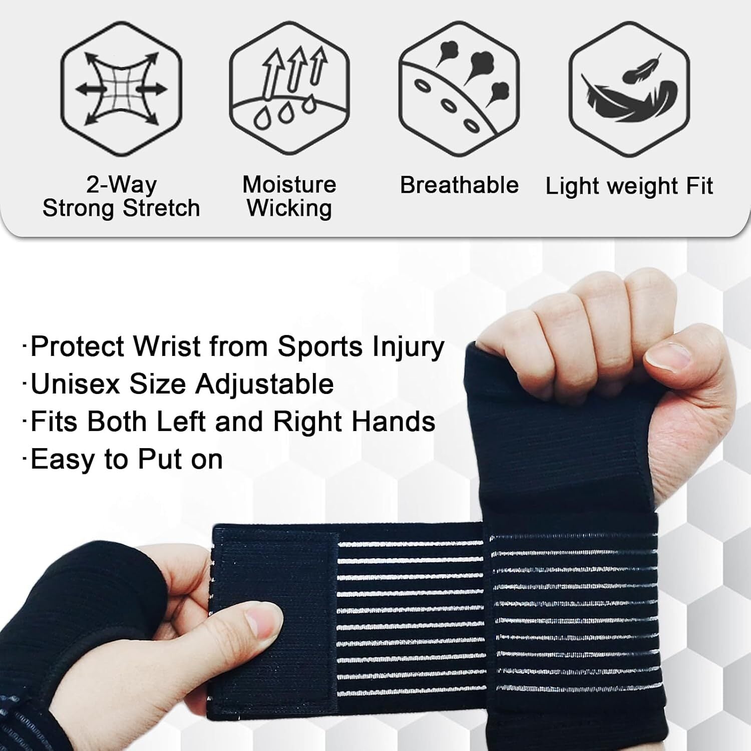 2 Pack Wrist Brace, Compression Wrist Support Splint for Women Men, Adjustable W