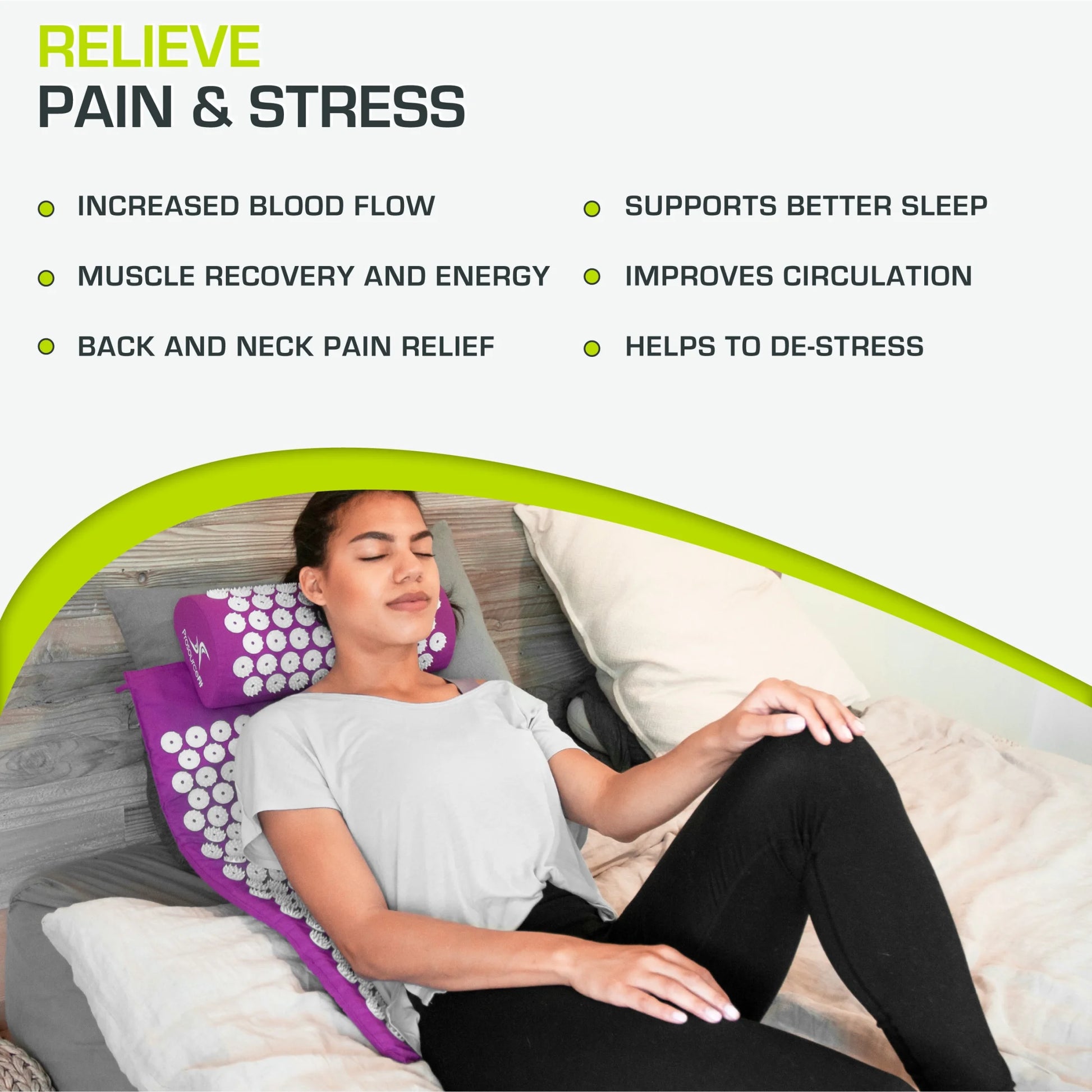 Acupressure Mat and Pillow Set for Back/Neck Pain Relief and Muscle Relaxation