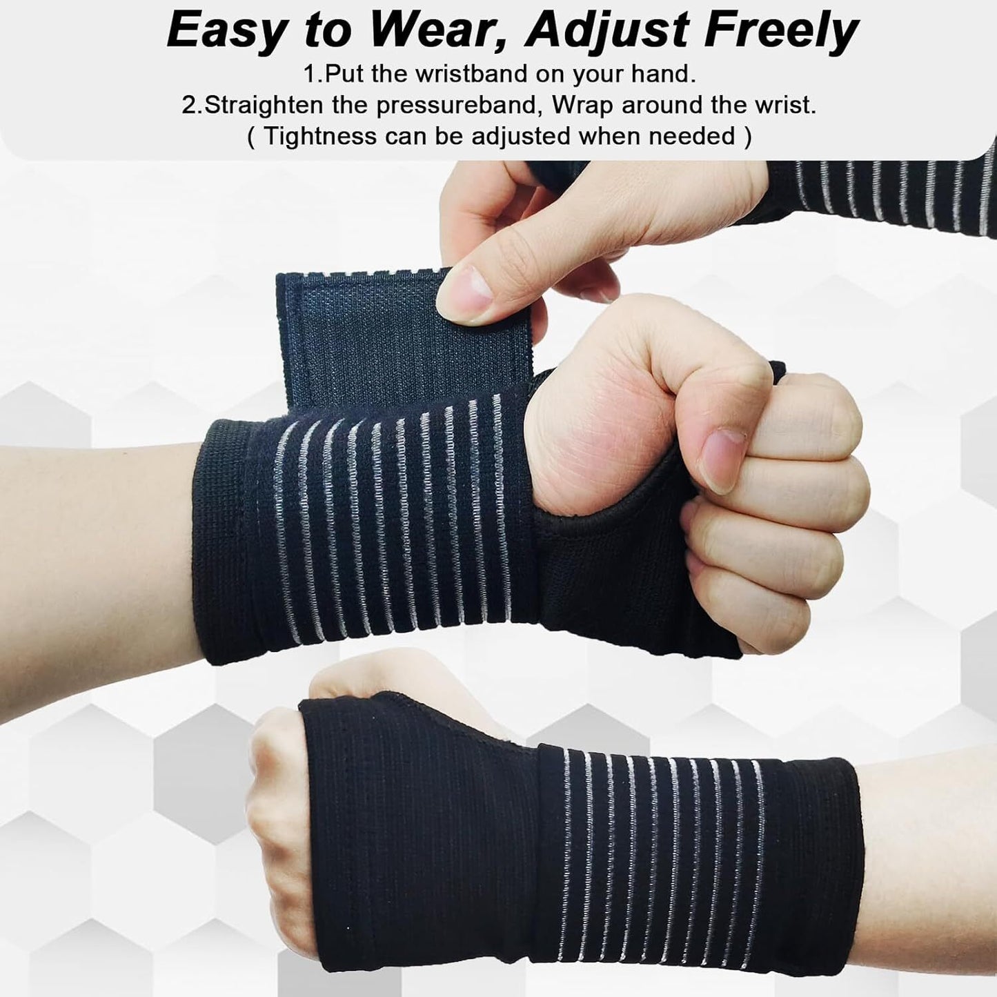 2 Pack Wrist Brace, Compression Wrist Support Splint for Women Men, Adjustable W
